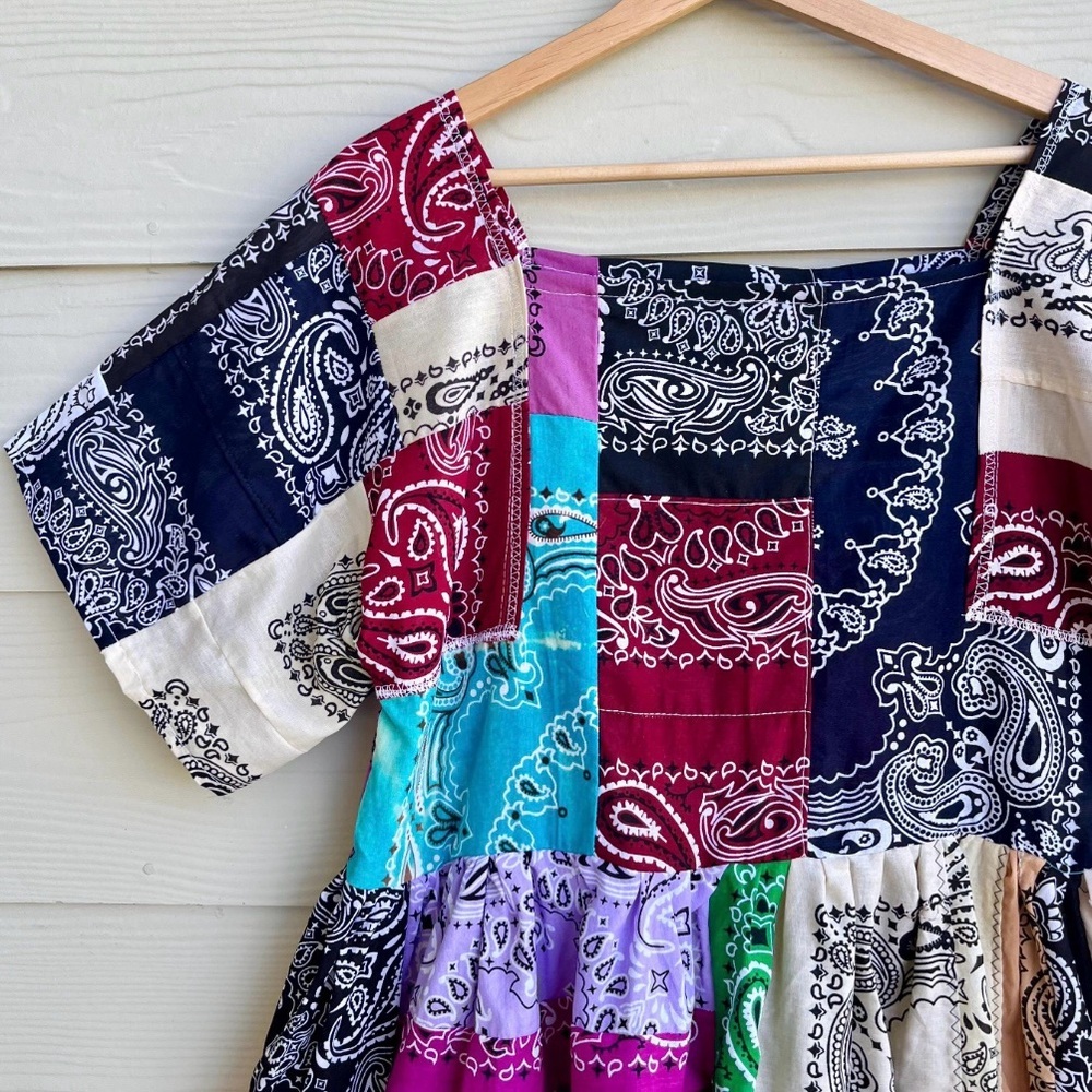 Handmade Rainbow Quilted Bandana Dress – SKU 03186 - Picture 5 of 10